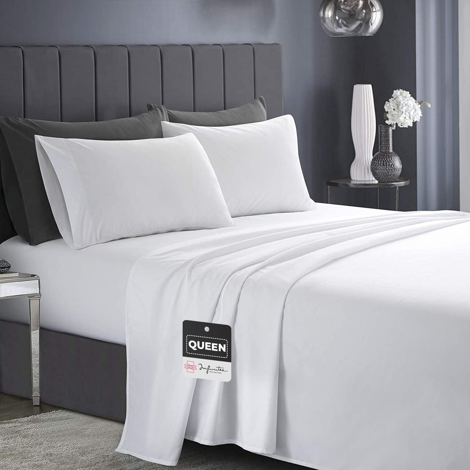 Infinitee-Xclusives-Queen-Sheet-Set-of-4-16-inch-Deep-Pocket-Microfiber-Queen-Bed-Sheets-White_5cc00770-2433-4207-97ef-b950507fdd71.3d4e3b6c7ea9763697a98668668390d1 Sheet Set of 4, 16-inch Deep Pocket - Microfiber Bed Sheets, White