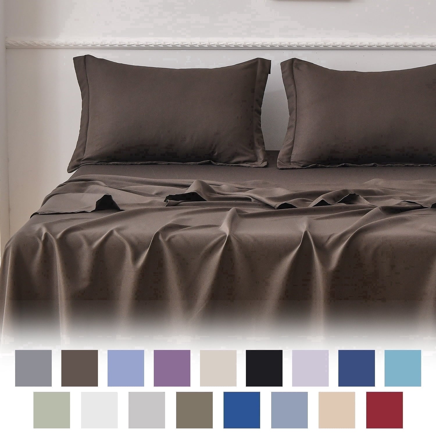 Jessy-Home-Bed-Sheets-Set-4-Piece-Queen-Full-Sheet-Set-Brown-Gray-Cotton-Blend-Fitted-Sheet-Flat-Sheet-2-Pillowcases-Bedding-Set_ce2061a5-c8e6-4d9a-b117-ce9926bfb595.d6f5fd6c835c82de9 Jessy Home Bed Sheets Set 4 Piece Queen/Full Sheet Set Brown Gray Cotton Blend Fitted Sheet, Flat Sheet & 2 Pillowcases Bedding Set