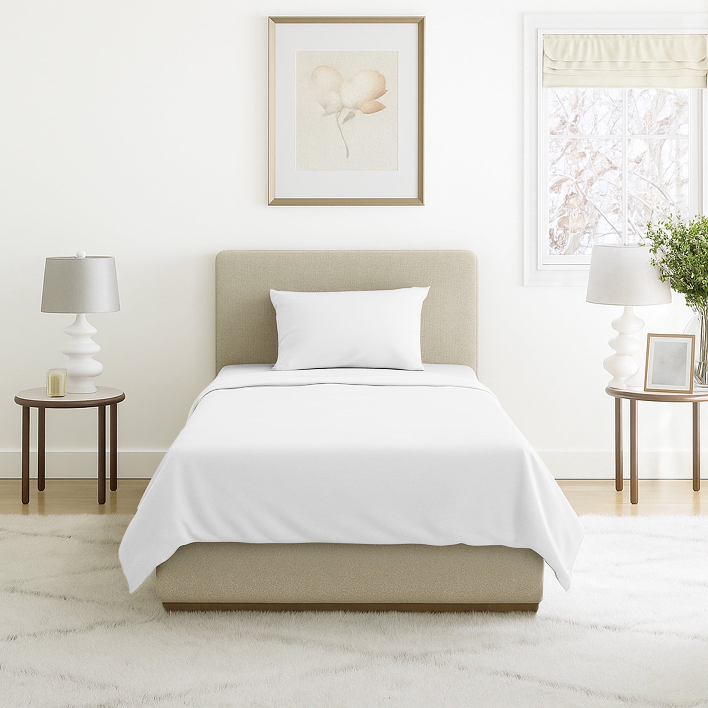 Somerset-Home-Series-Microfiber-Bed-Sheet-Bed-Set-White-Twin_337f4157-c0c2-4c39-a442-2a8c57ca5e0d.2f6dfed8f8ab0c1924fd0a898451aa81 Set- 3 Piece Bed Linens-Fitted & Flat s, Plus A Pillowcase-Wrinkle, Stain & Fade Resistant (Twin, White)