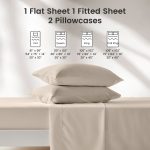 Sonive Bed Sheet Sets,Ultra Soft Breathable Luxury 4 Piece, (Beige, Queen) - Image 5